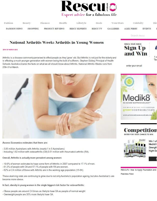 Prevalence Of Arthritis In Young Women Is Rising Rescu March 2012